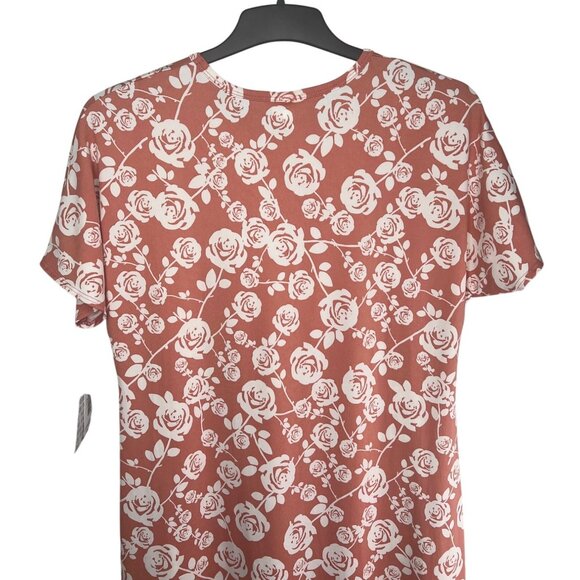 LuLaRoe Maria Floral Maxi Dress Pink & White Short Sleeve Large - Picture 4 of 15